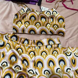 House of Harlow 1960 Multicolor Geometric Crop Top & Pants Set